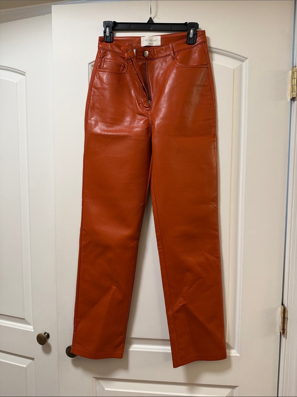 Wilfred Rust-Orange Leather Straight-Leg Jeans